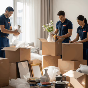 Image of professional staff packing household goods