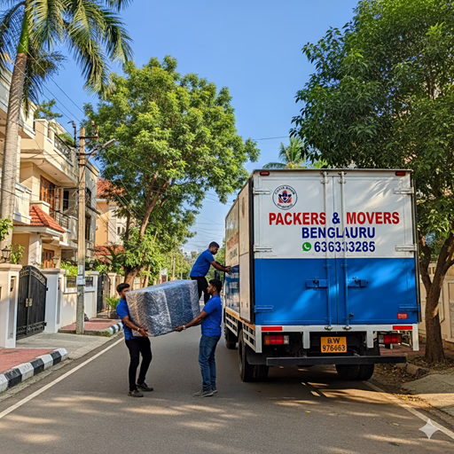 Image of a moving truck with packed boxes